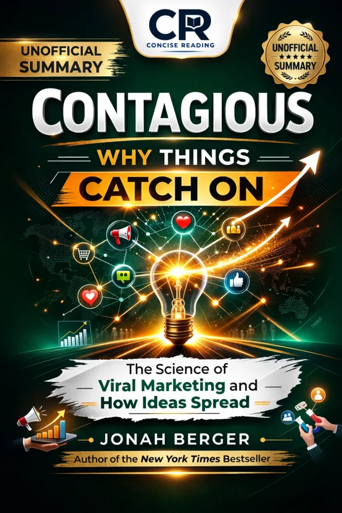 Book cover of Contagious by Jonah Berger with free PDF summary by Concise Reading