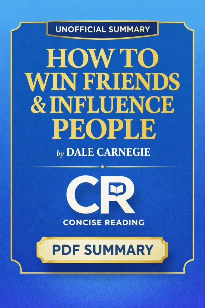 Book cover of How to Win Friends and Influence People by Dale Carnegie with a note about free PDF summary download