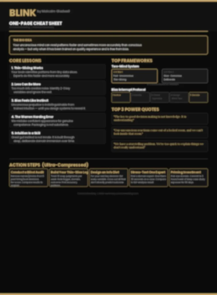 Blurred preview of the Blink summary one-page cheat sheet by Concise Reading — available in the premium version