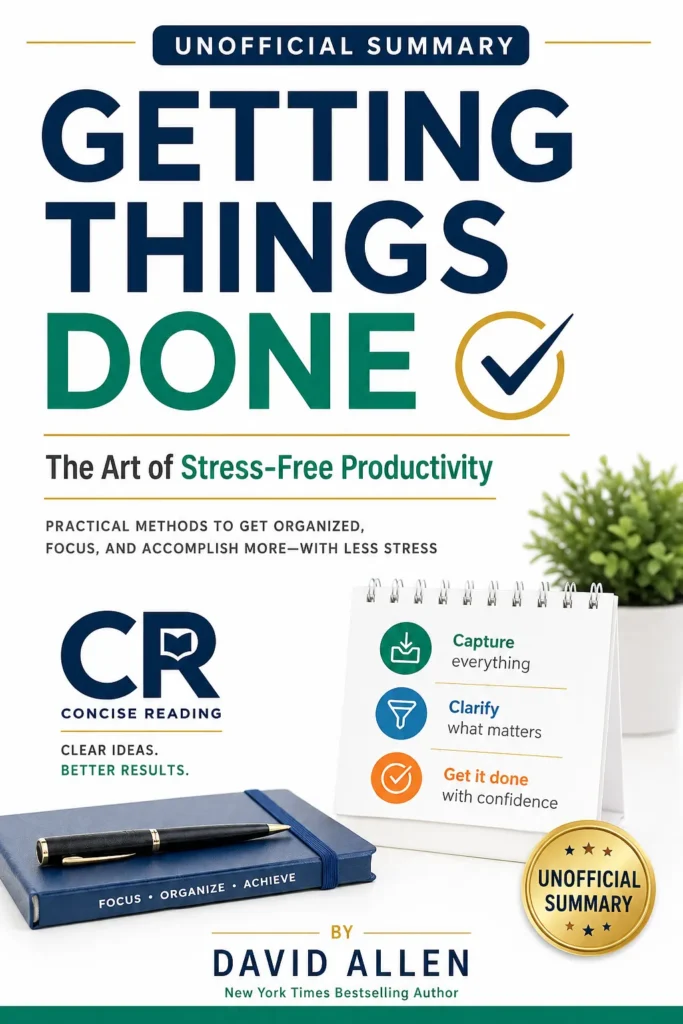 Getting Things Done by David Allen — book cover summary on Concise Reading
