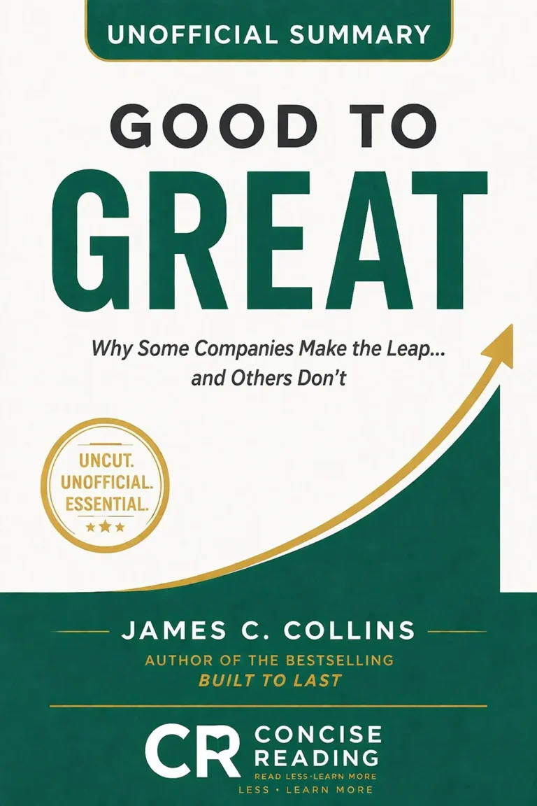 Good to Great by Jim Collins book cover — summary and key lessons by Concise Reading
