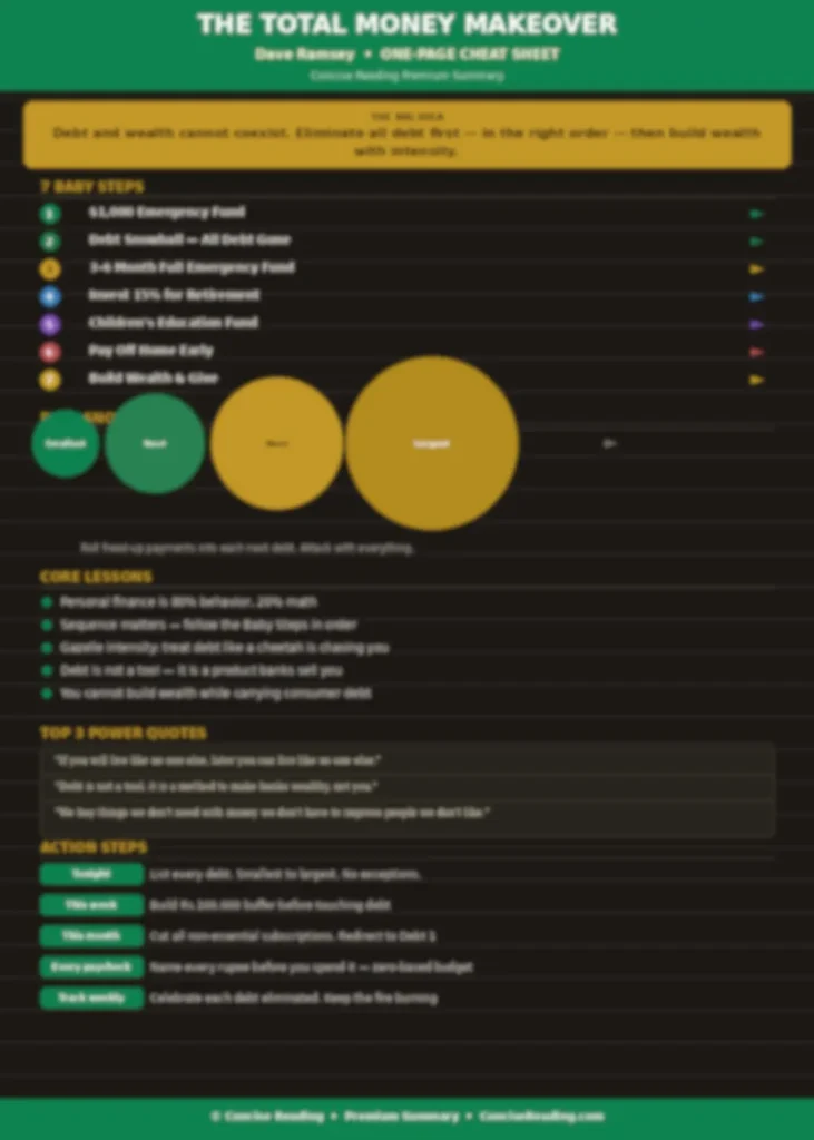 Blurred preview of The Total Money Makeover cheat sheet from Concise Reading premium summary