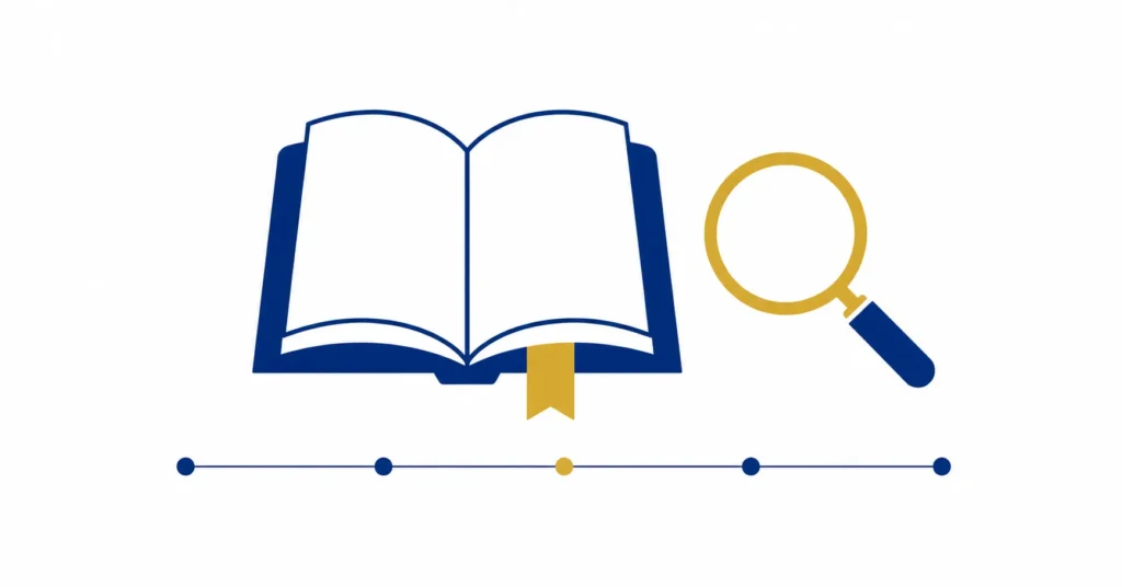 Open book with bookmark and magnifying glass representing the story and mission behind Concise Reading
