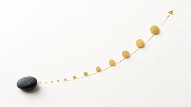 Atomic habits summary visual showing compounding growth from small habits