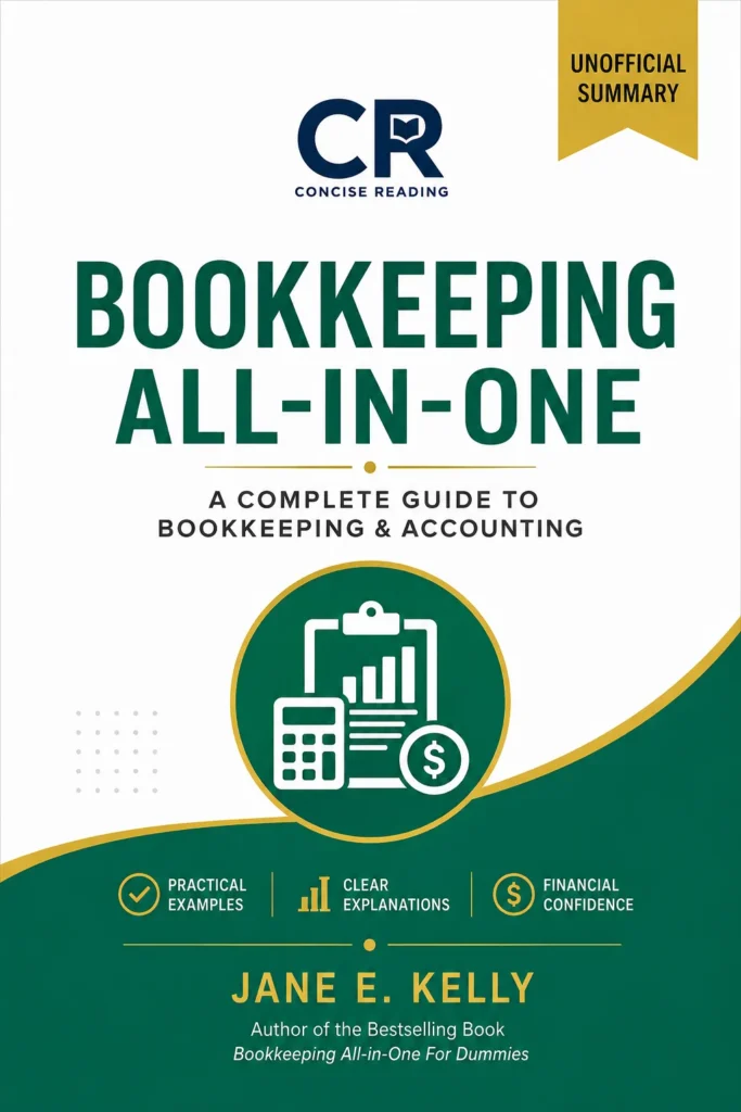 Bookkeeping All-in-One by Jane E. Kelly book cover — summary available at Concise Reading