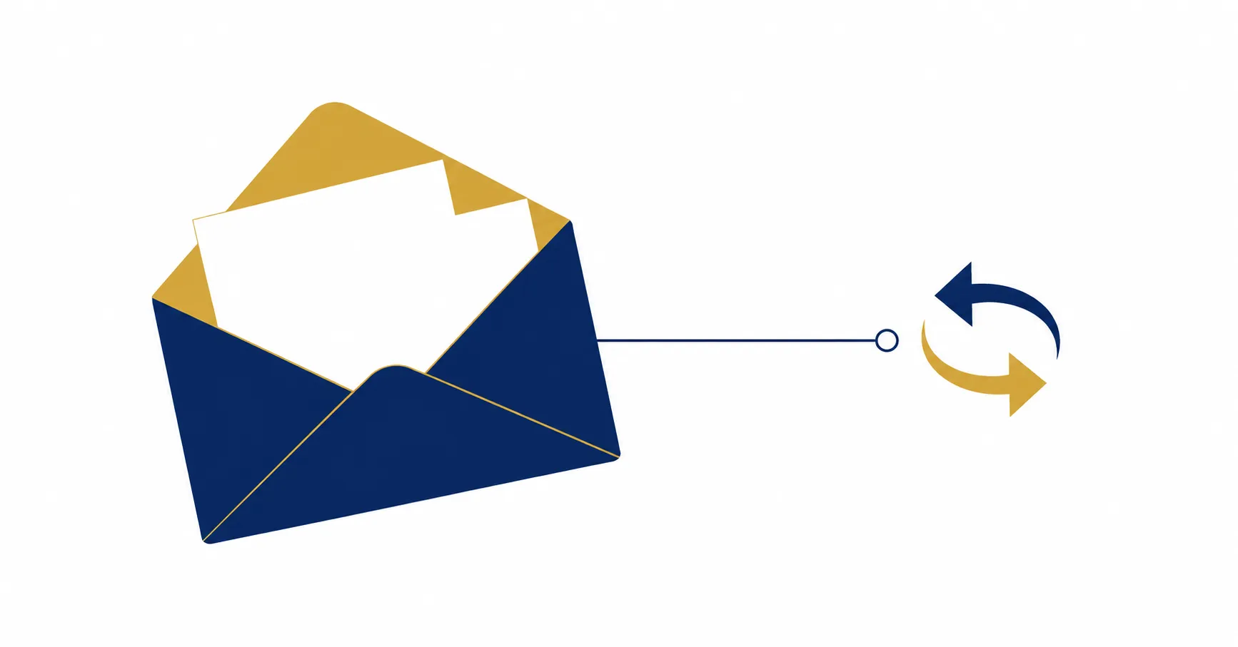 Open envelope with letter and response arrow representing personal communication and support