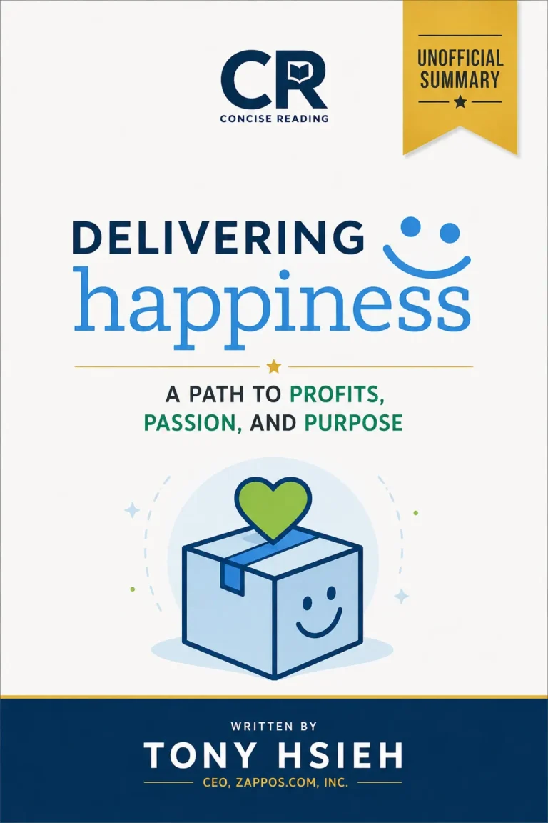 Delivering Happiness by Tony Hsieh book cover — summary available at Concise Reading
