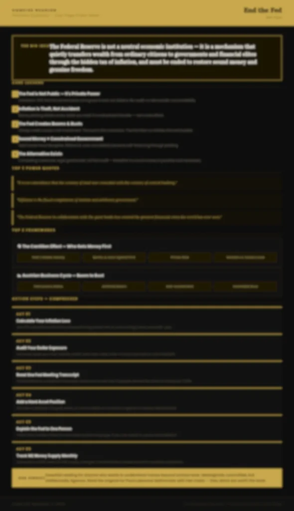 Blurred preview of the End the Fed one-page cheat sheet included in the Concise Reading premium summary