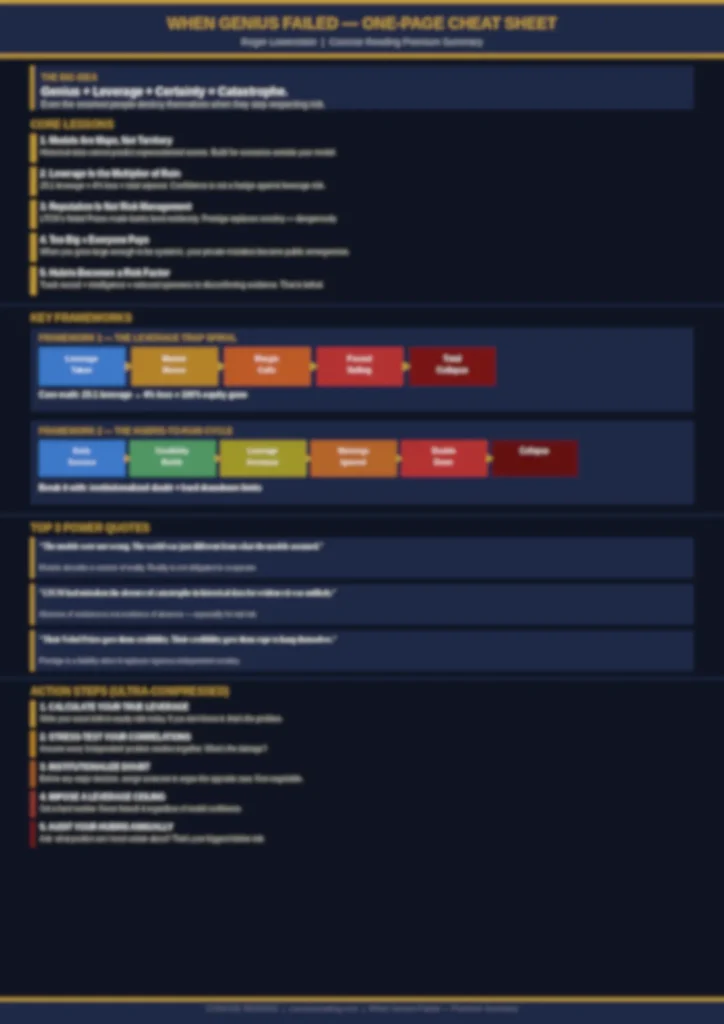Blurred preview of the When Genius Failed one-page cheat sheet from Concise Reading premium summary