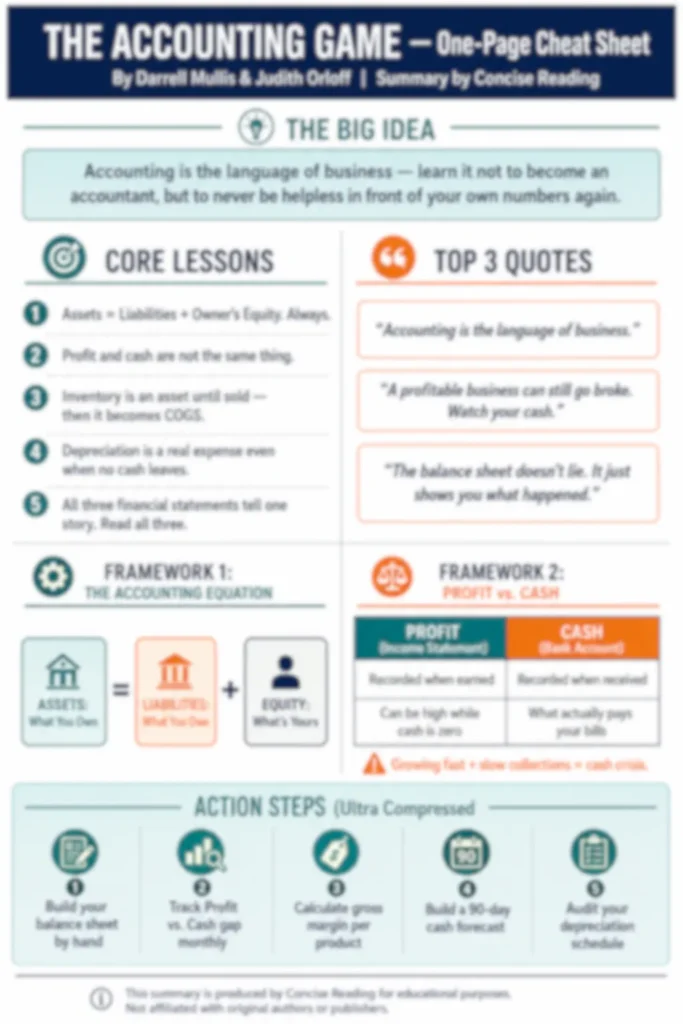 Blurred preview of The Accounting Game one-page cheat sheet — available in the premium summary