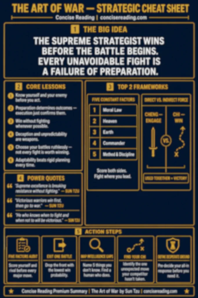  Blurred preview of The Art of War one-page cheat sheet from Concise Reading premium summary